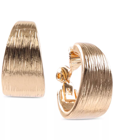 Anne Klein Women's Gold-Tone Textured E-Z Comfort Clip-On Hoop Earrings | Anne Klein In Lebanon