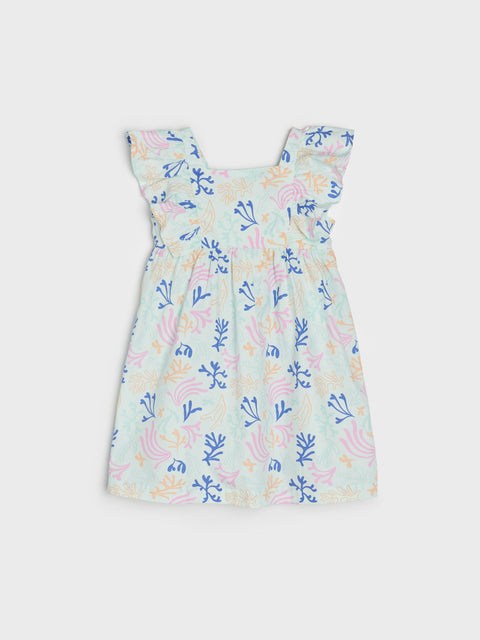 Floral patterned dress on a light blue background