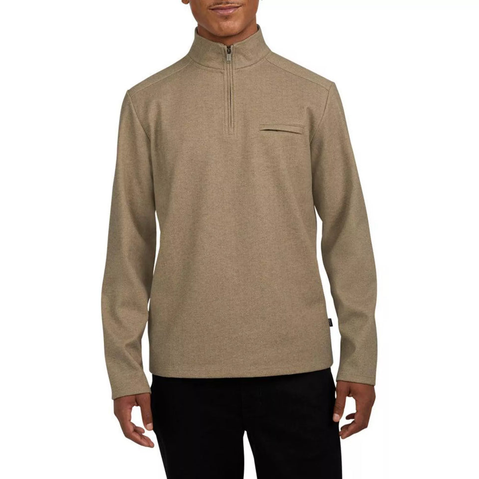 DKNY Men's Tan Macon Quarter Zip Sweater