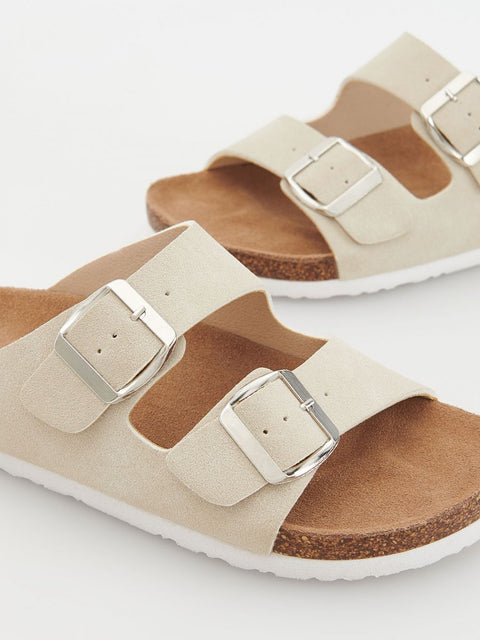 Reserved Girl's Light Beige Mules Buckles Slippers | Reserved In Lebanon