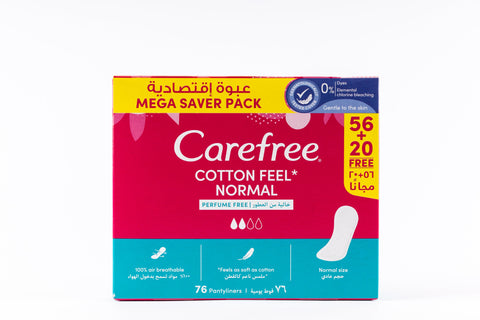 Carefree Daily Cotton Panty Liners Perfume Free 76'S