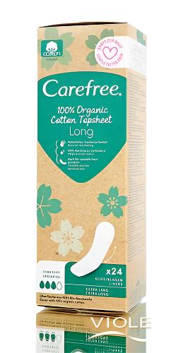 Carefree Organic Cotton Topsheet Long Pantyliners 24pcs
