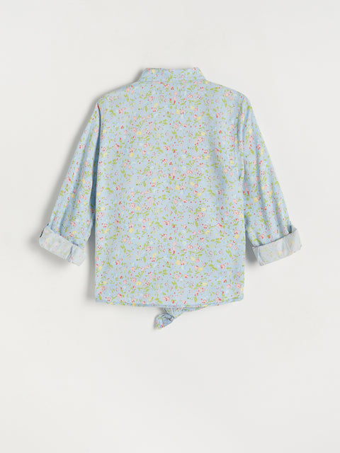 Reserved Girl's Light Blue Printed Shirt With Ties | Reserved In Lebanon