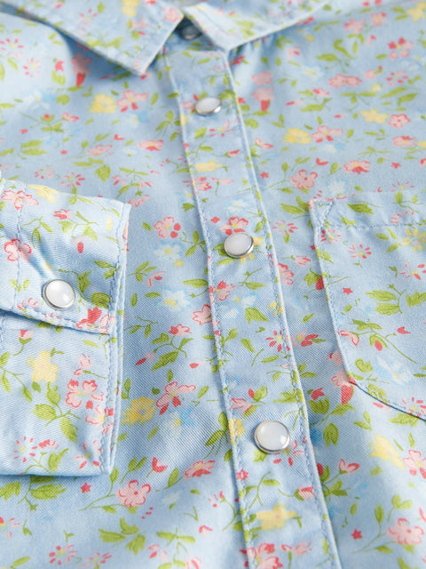 Reserved Girl's Light Blue Printed Shirt With Ties | Reserved In Lebanon