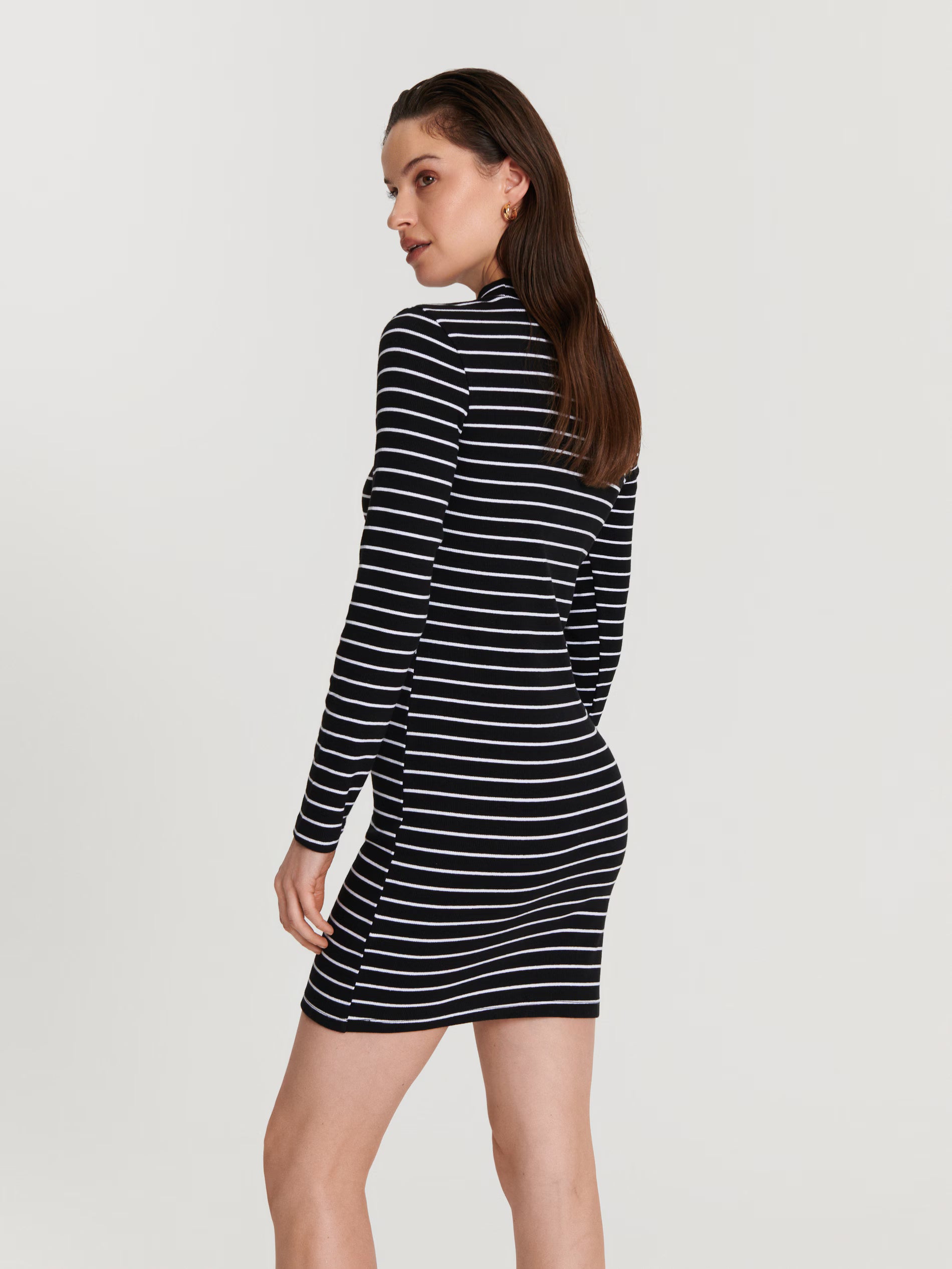 Sinsay Women's Black & White Rib Knit Mini Dress | Sinsay In Lebanon