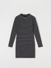 Black and white striped dress on a light gray background