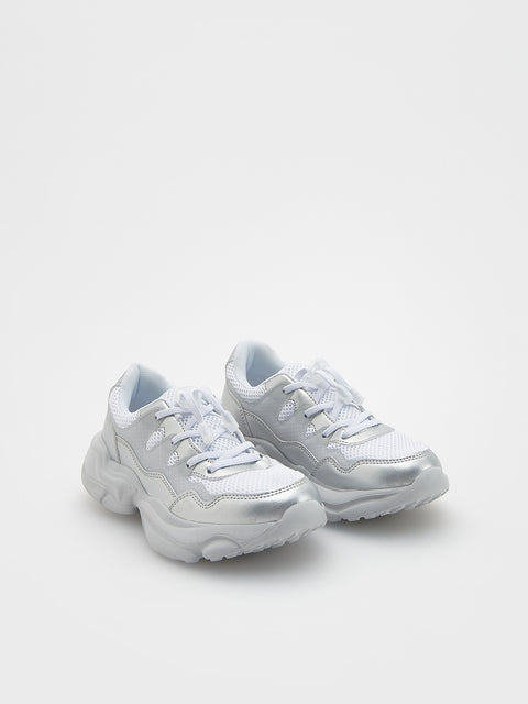 Reserved Women's Silver Metallic Sneakers | Reserved In Lebanon
