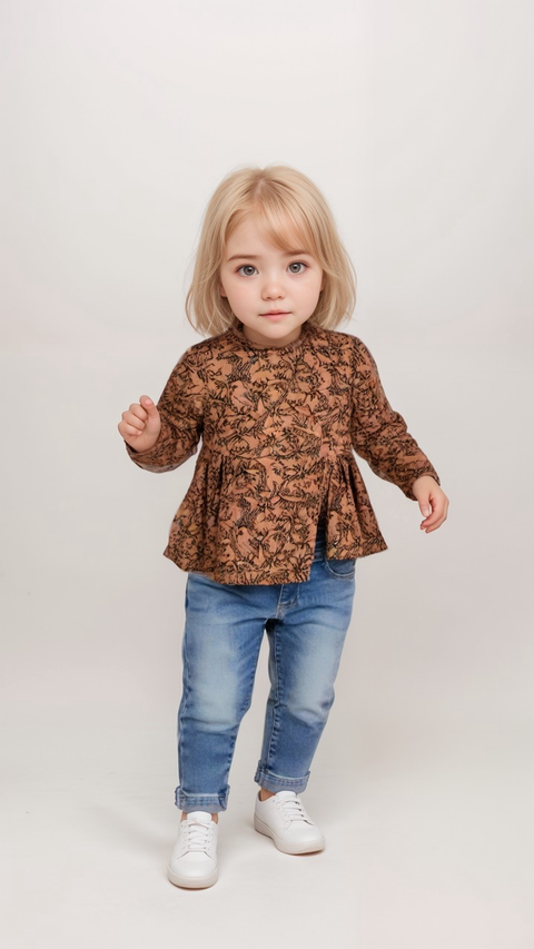 POMPdeLUX Baby Girl Multicolor Long-Sleeve Blouse | POMPdeLUX in Lebanon