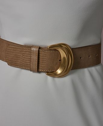 Macy's Women's Brown  with Gold Crescent Buckle Textured Belt | Macy's in Lebanon