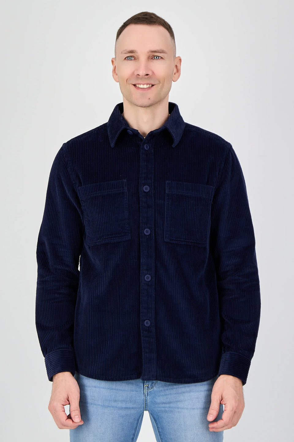 Celio Men’s Navy Blue Corduroy Long-Sleeve Shirt | Celio in Lebanon