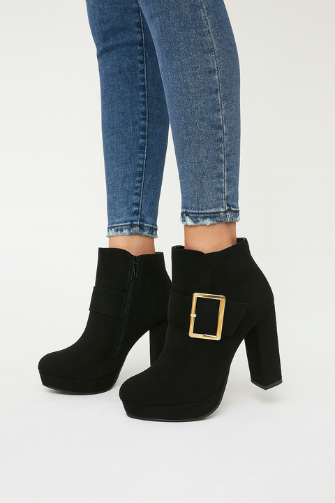 Tata Italia Women's Black Suede Heeled Boot | Tata Italia In Lebanon