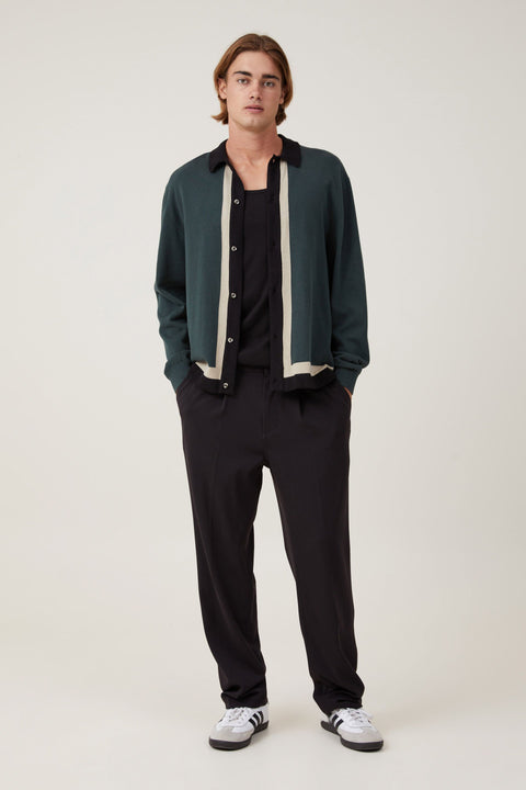 Cotton On Men's Black Relaxed Pleated Pant | Cotton On In Lebanon