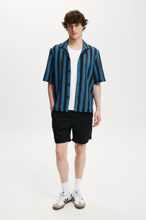Cotton On Men's Cobalt Weave Freemont Short Sleeve Shirt | Cotton On In Lebanon