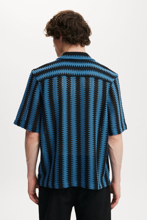 Cotton On Men's Cobalt Weave Freemont Short Sleeve Shirt | Cotton On In Lebanon