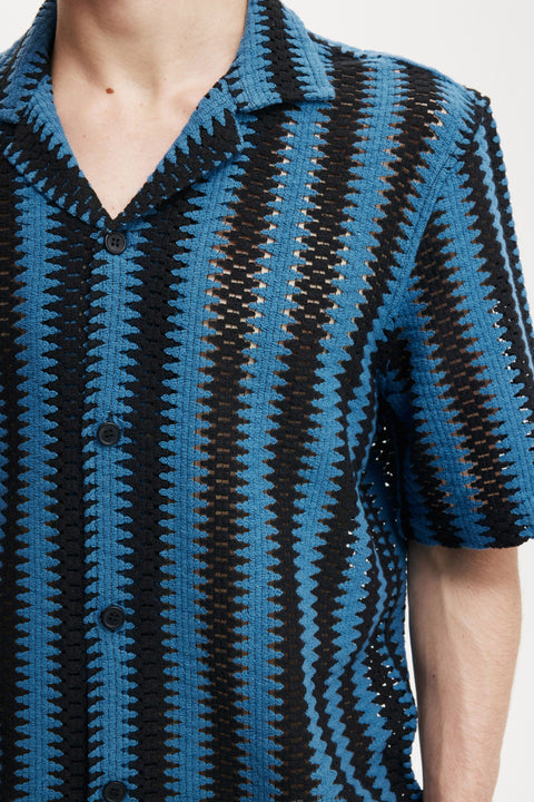 Cotton On Men's Cobalt Weave Freemont Short Sleeve Shirt | Cotton On In Lebanon