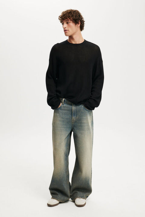 Cotton On Men's Black Relaxed Summer Crew Knit Blouse | Cotton On In Lebanon