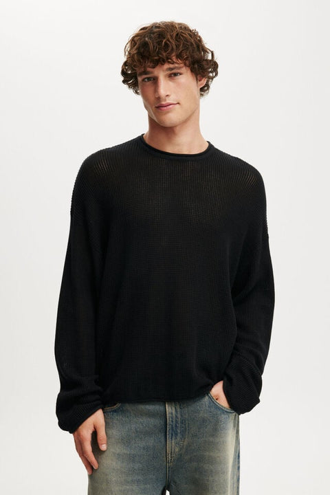 Cotton On Men's Black Relaxed Summer Crew Knit Blouse | Cotton On In Lebanon
