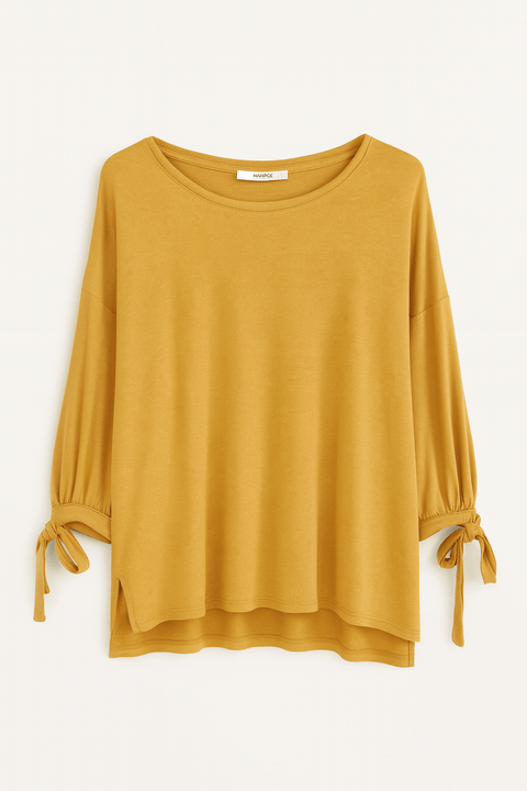 Mango Women's Mustard Long-Sleeve Blouse| Mango in Lebanon