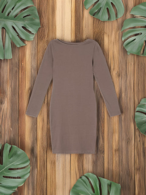 Sinsay Women's Brown Long Sleeve Mini Dress|Sinsay In Lebanon