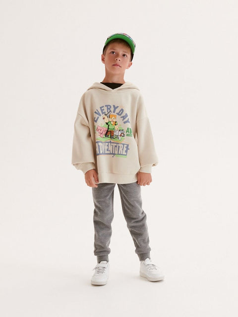 Reserved Girl's Beige Minecraft Print Oversized Hoodie | Reserved In Lebanon