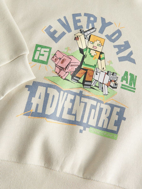 Reserved Girl's Beige Minecraft Print Oversized Hoodie | Reserved In Lebanon