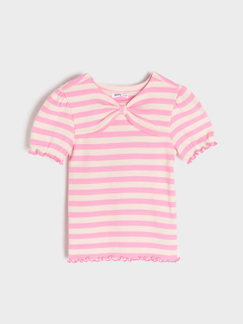 Sinsay Girl's White & Pink Striped T-Shirt | Sinsay In Lebanon