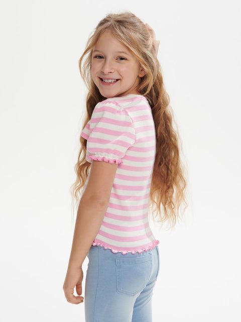 Sinsay Girl's White & Pink Striped T-Shirt | Sinsay In Lebanon