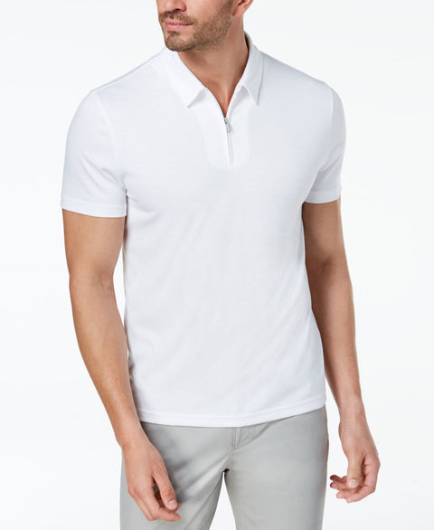 Alfani Men's Bright White Ottoman Zip Short Sleeve T-Shirt | Alfani in Lebanon