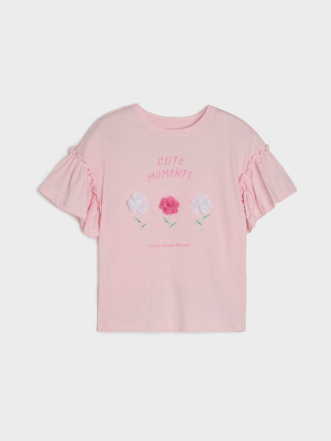 Sinsay Girl's Pink Short-Sleeve T-Shirt With Floral Print | Sinsay In Lebanon