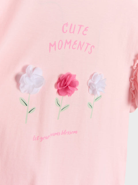 Sinsay Girl's Pink Short-Sleeve T-Shirt With Floral Print | Sinsay In Lebanon