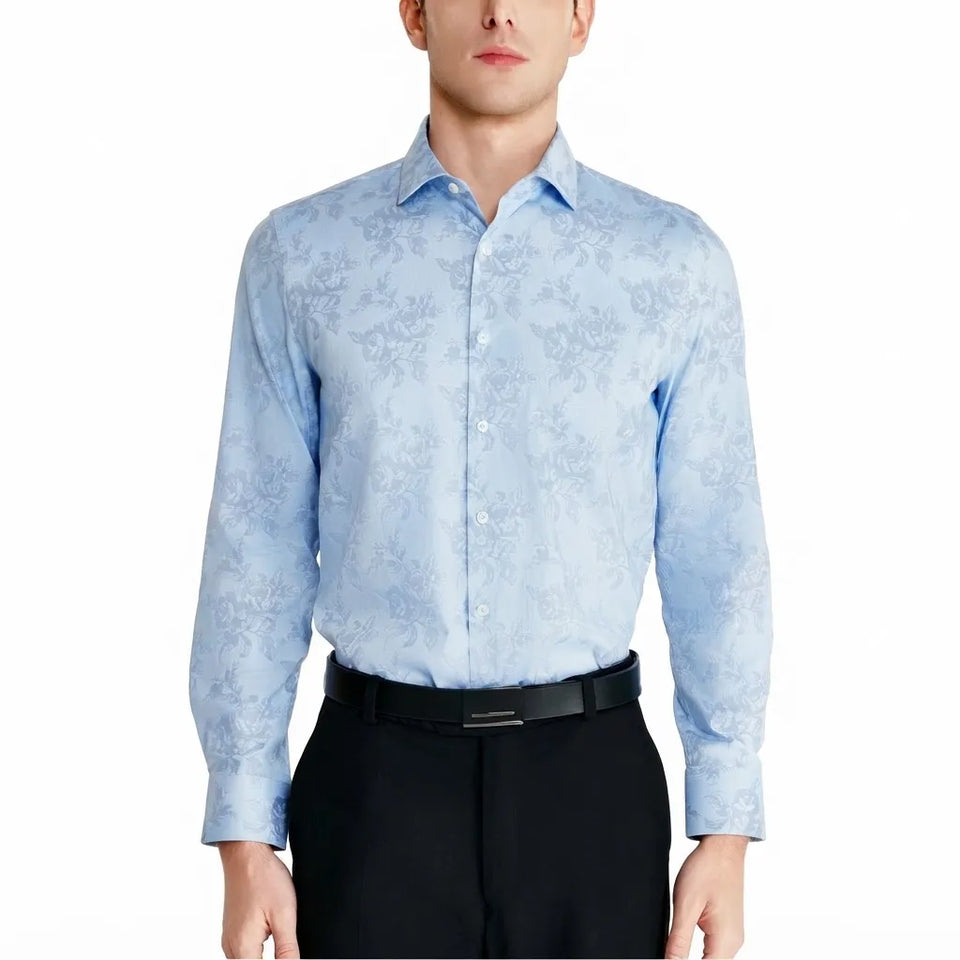 Tallia Men's Light Blue Floral Print Long-Sleeve Shirt