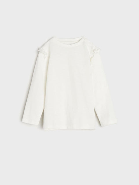 White long-sleeve top on a light gray background