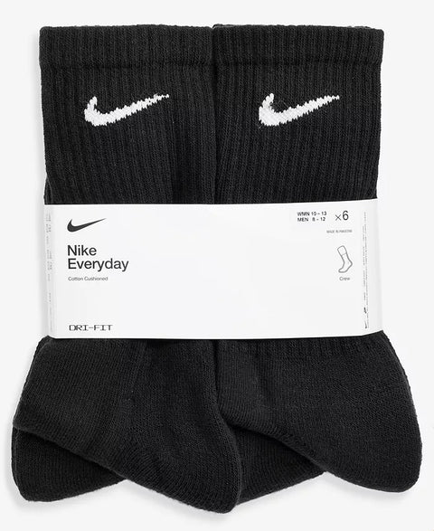 Nike Men's Black Pack Of 6 Cotton Crew Socks | Nike In Lebanon