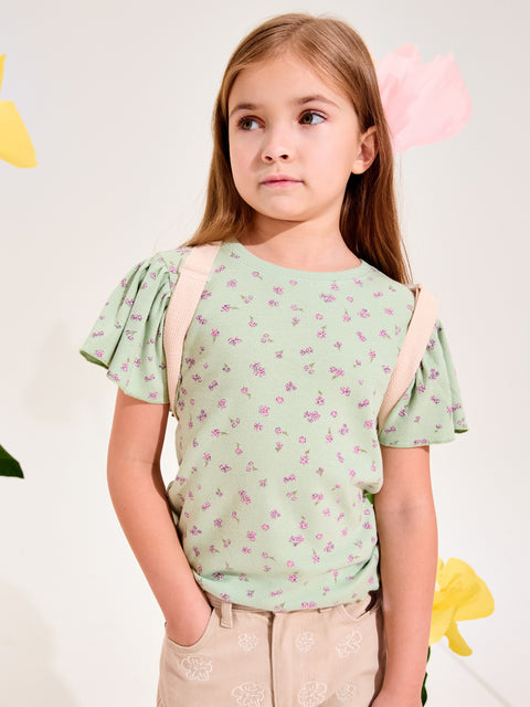 Sinsay Baby Girl's Green With Flowers Pink T-Shirts | Sinsay in Lebanon