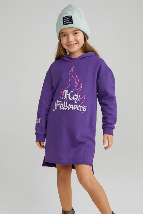 Terranova Girl's Purple Hooded Dress | Terranova In Lebanon