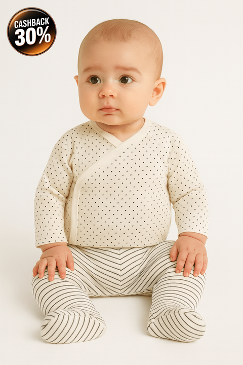 Boboli Baby Boy's White/Grey Long-Sleeve Overall Set of 2 | Boboli in Lebanon