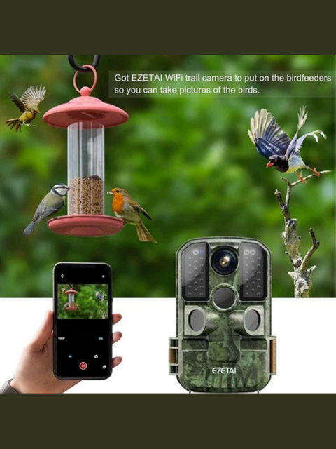 EZETAI Trail Camera WiFi1296P 24MP Wildlife Scouting Hunting Camera with Night Vision Outdoor for Wildlife Monitoring, AM98.