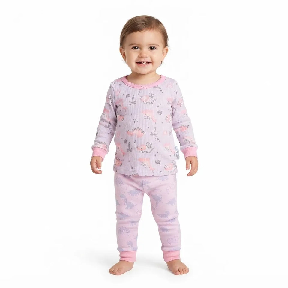 Max & Olivia Baby Girl's Light Purple Dinosaur Print Pajama Top