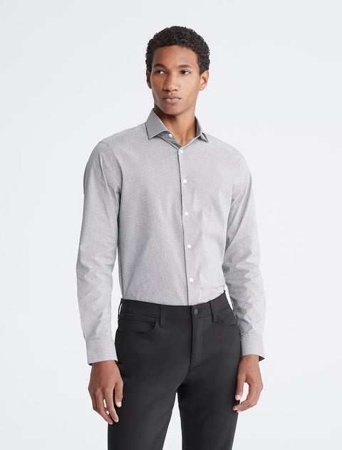 Calvin Klein Women's Gray Steel Slim Fit Stripe Button-Down Shirt  |Calvin Klein in Lebanon
