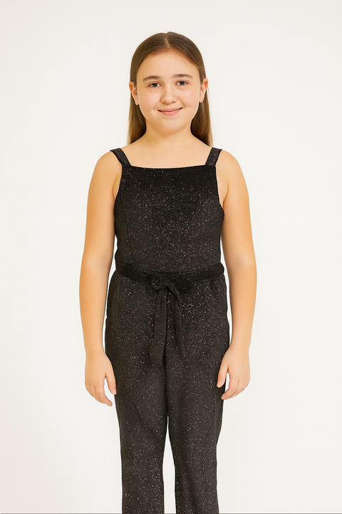 Terranova Girl's Black Glitter Jumpsuit  | Terranova In Lebanon