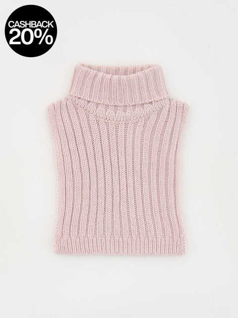 Pink knitted vest on a light gray background