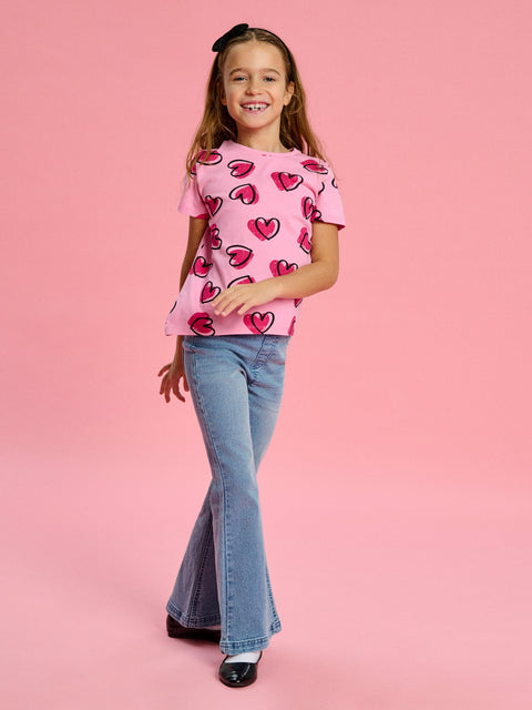 Sinsay Girl's Pink Heart Printed Short-Sleeve Cotton T-Shirt | Sinsay In Lebanon