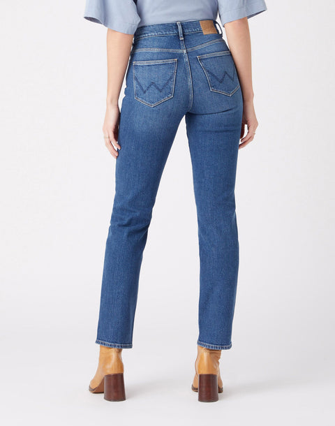 Wrangler Women's Dark Blue Stretch Straight Jeans | Wrangler In Lebanon