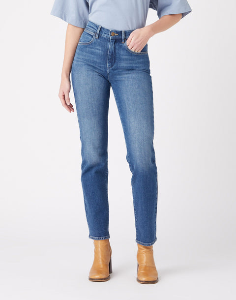 Wrangler Women's Dark Blue Stretch Straight Jeans | Wrangler In Lebanon