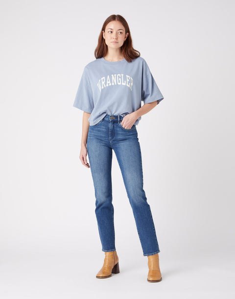 Wrangler Women's Dark Blue Stretch Straight Jeans | Wrangler In Lebanon