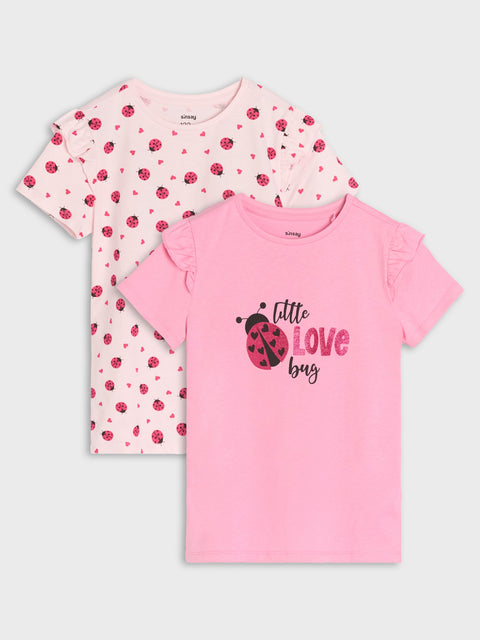 Sinsay Baby Girl's Pink Ladybug Printed T-Shirts 2-Pack | Sinsay In Lebanon