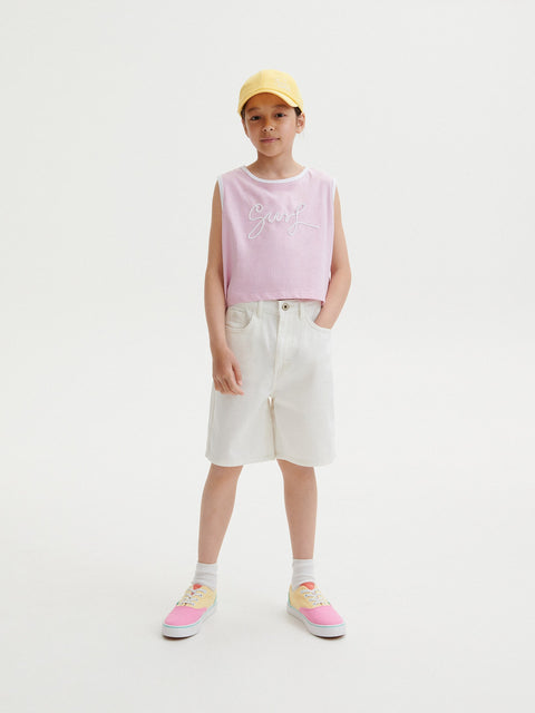 Reserved Girl's White Texas Bermuda Short | Reserved In Lebanon