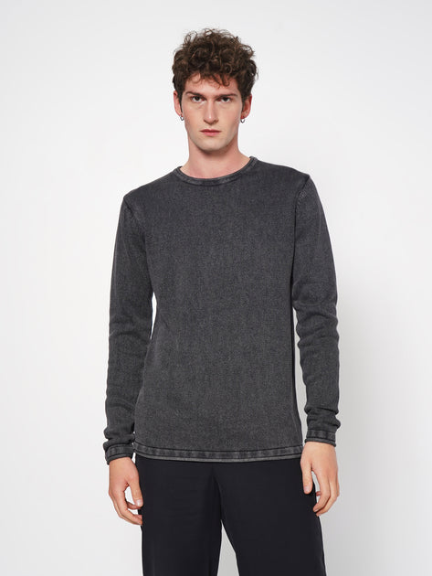 Rebel Refined Men's Washed Black Long Sleeve Sweater | Rebel In Lebanon