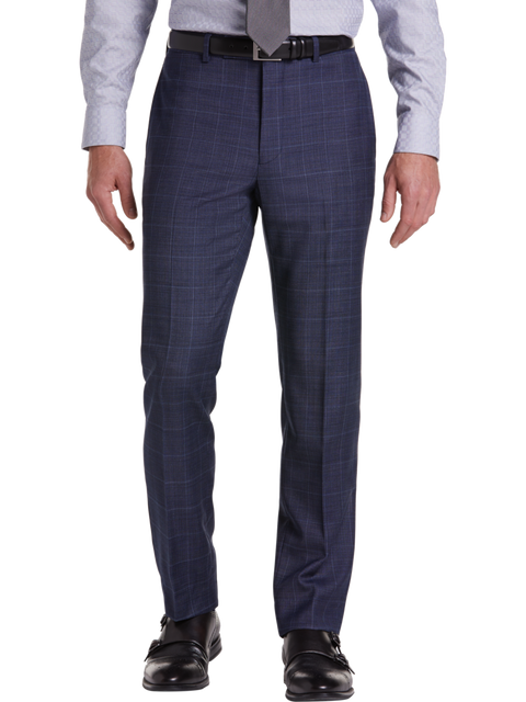 Calvin Klein Men's Navy Blue Slim-Fit Plaid Suit Trousers | Calvin Klein In Lebanon