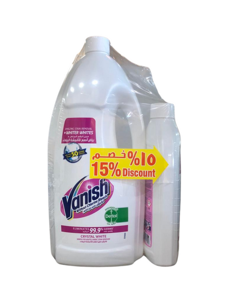 Vanish Crystal White Stain Remover Without Chlorine Bleach 1.8L + 500ml